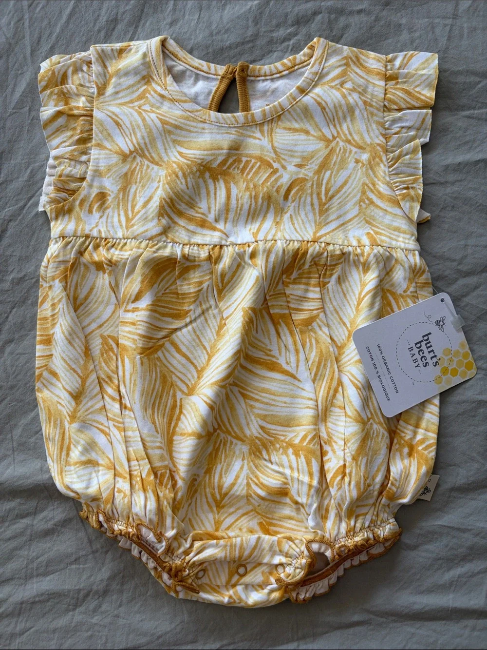 Burt's Bees Baby Yellow Leaf Print Romper